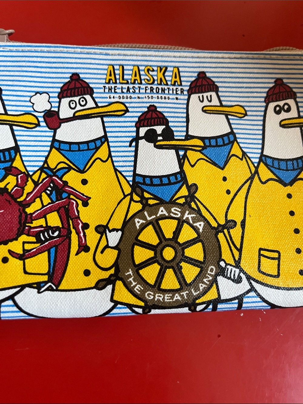 Chalo NWT ALASKA Seagull Fishermen zippered pouch/wallet
